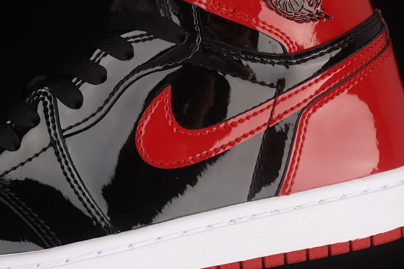 All categories Air Jordan Jordan series basketball shoes Air Jordan 1 High Pure original version Air Jordan 1 High OG "Bred Patent" AJ1 Joe 1 patent leather black and red high-top basketball shoes 575441-063